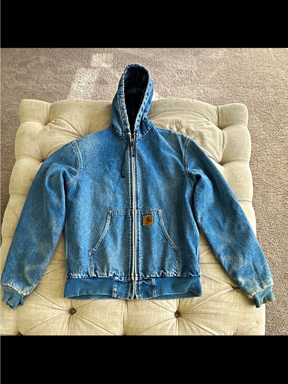 Carhartt vintage Blue Denim Hooded Zip Jacket